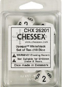 Chessex - 10D10 - Opaque - White Black For Discount