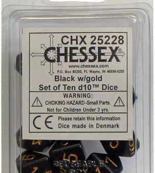 Chessex - 10D10 - Opaque - Black Gold Hot on Sale