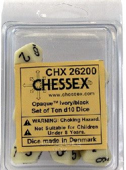 Chessex - 10D10 - Opaque - Ivory Black Discount