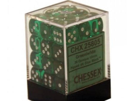 Chessex - 36D6 - Translucent - Green White Online now